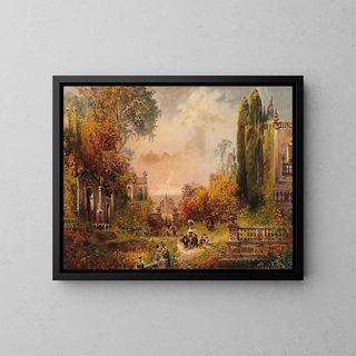 a southern park landscape with figures - Robert Alott — framed artwork on a wall