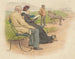 an elderly couple on a park bench with two men in the distance - Robert Barnes — artwork view