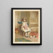 Girl Sewing - Robert Barnes — framed artwork on a wall