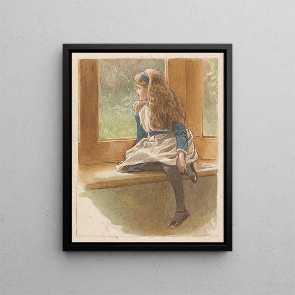 Girl at the Window - Robert Barnes — framed artwork on a wall