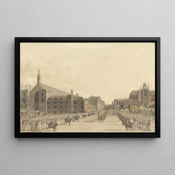Westminster Painting during Queen Caroline's trial - Robert Bremmel Schnebbelie — framed artwork on a wall