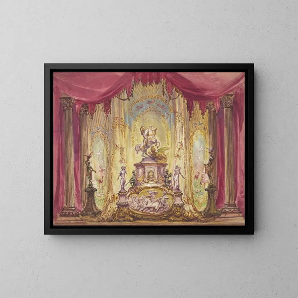 Decor with a statue of Saint George slaying the dragon - Robert Caney — framed artwork on a wall