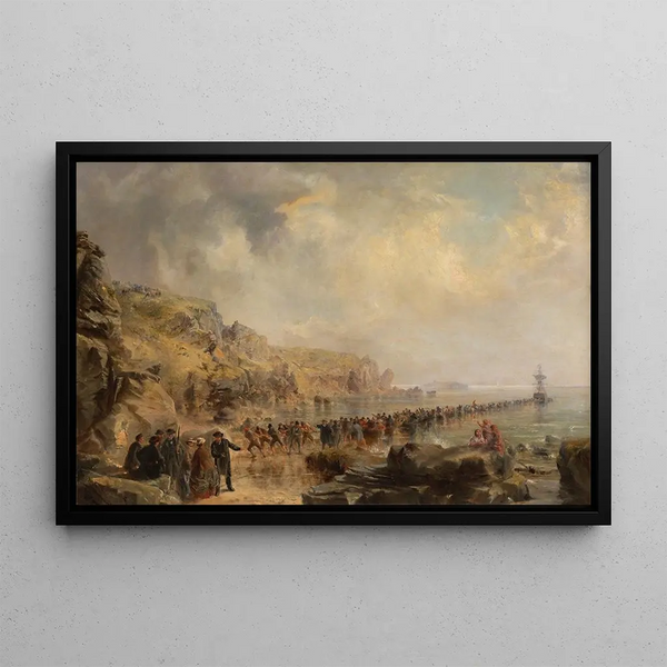 Landing of the Atlantic cable end - Robert Charles Dudley — framed artwork on a wall