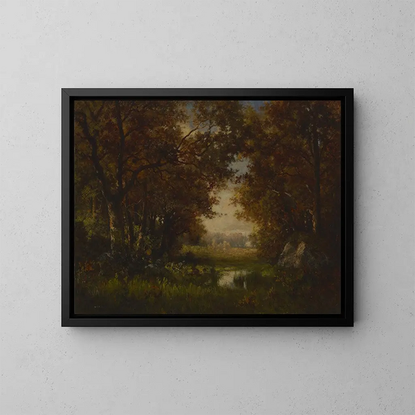Scene in Fontainebleau Forest - Robert Crannell Minor — framed artwork on a wall
