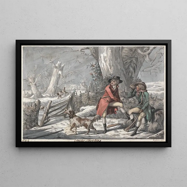 Hunting the Woodcock - Robert Dighton — framed artwork on a wall