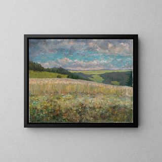 Summer landscape painting near Lauterbach in Upper Hesse - Robert Engelhorn — framed artwork on a wall