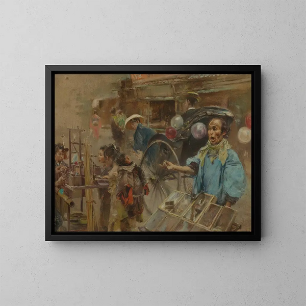 Street Market - Robert Frederick Blum — framed artwork on a wall
