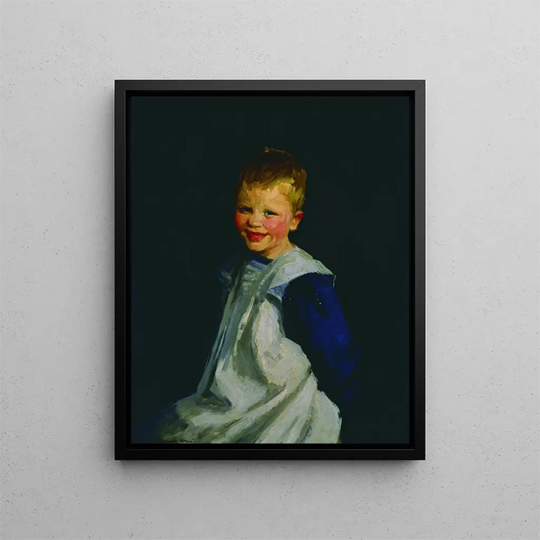 Dutch girl laughing - Robert Henri — framed artwork on a wall