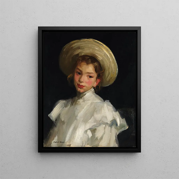 Dutch girl in white - Robert Henri — framed artwork on a wall