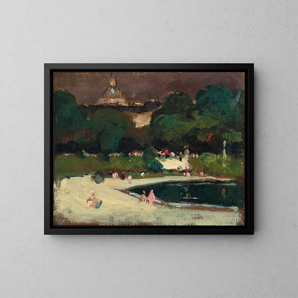 Stormy Sky over the Luxembourg Gardens - Robert Henri — framed artwork on a wall