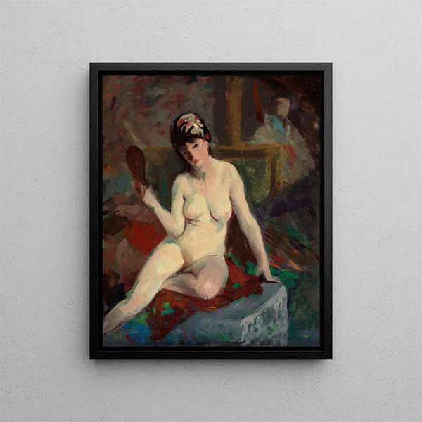 Nude Sitting Painting - Robert Henri — framed artwork on a wall