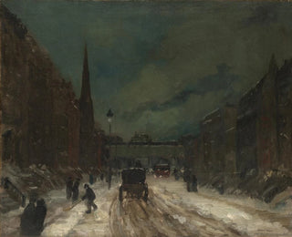 Scene of a street with snow, 57th Street, NYC - Robert Henri — artwork view