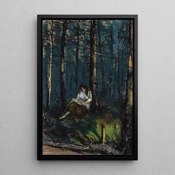 The Reader in the Forest - Robert Henri — framed artwork on a wall