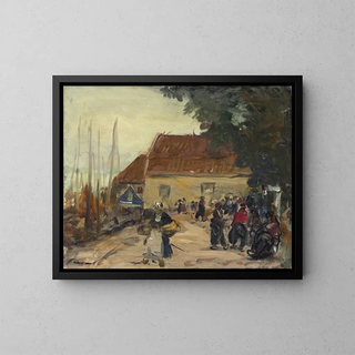 Street scene in Volendam - Robert Henri — framed artwork on a wall