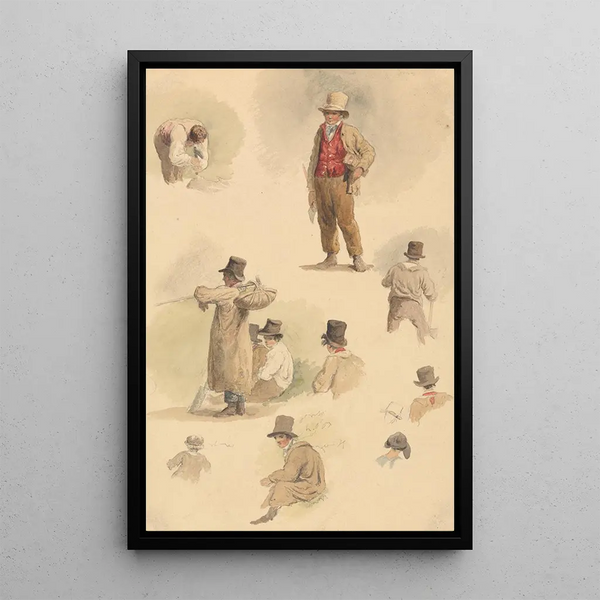 A woodcutter and other studies - Robert Hills — framed artwork on a wall