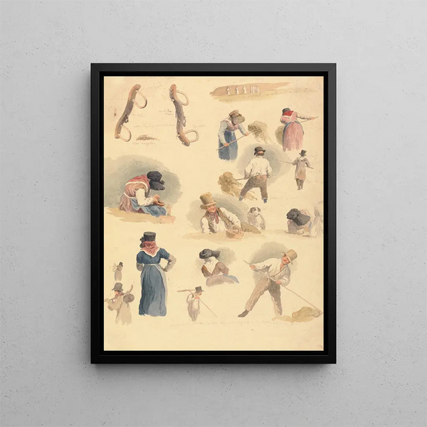 Studies on the Fanners - Robert Hills — framed artwork on a wall