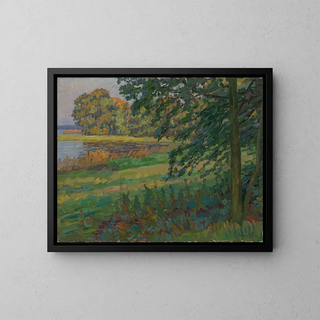 Water's Edge Bank Painting - Robert Hoffmann — framed artwork on a wall