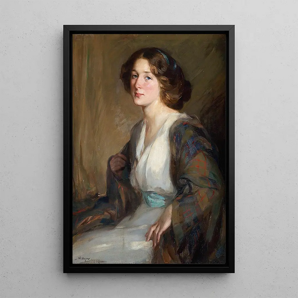 A charming young girl towards - Robert Hope — framed artwork on a wall