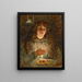 Portrait painting of Annie, the artist's wife, holding a candle - Robert Jobling — framed artwork on a wall