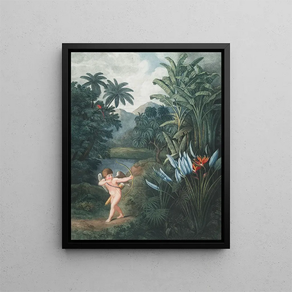 Plants inspiring Cupid’s love - Robert John Thornton — framed artwork on a wall