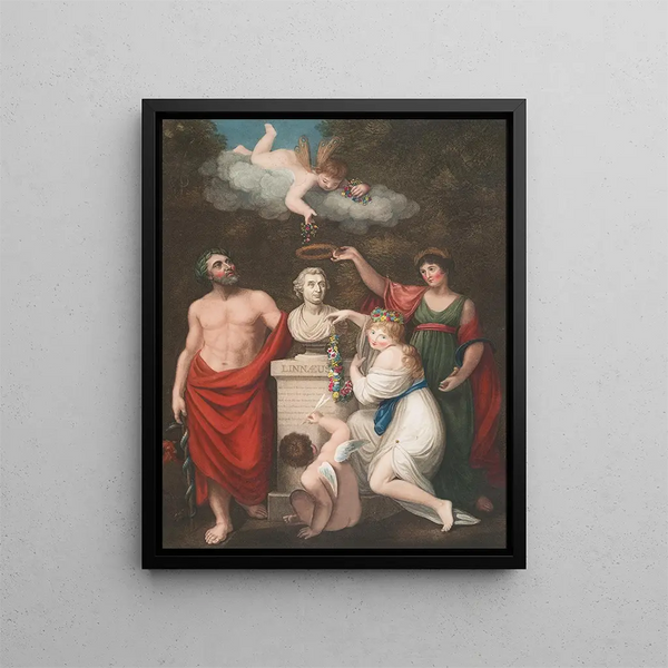 Sculape Cérès et Cupidon honorant le buste de Linnus - Robert John Thornton — framed artwork on a wall