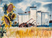 Kansas Grain Elevator Painting - Robert Johnson — artwork view