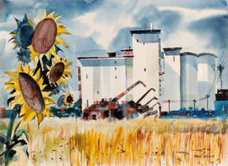 Kansas Grain Elevator Painting - Robert Johnson — artwork view
