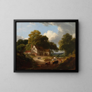 Farm Scene - Robert Ladbrooke — framed artwork on a wall