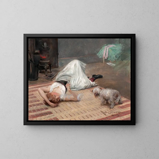 Model smoking a cigarette - Robert Lundberg — framed artwork on a wall
