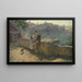 Peace in the Country Painting Sentinel in Conversation with a Woman Holding a Child in Her Arms - Robert Poetzlberger — framed artwork on a wall
