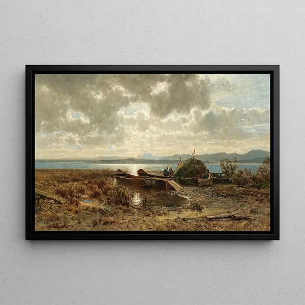 Lac Chiemsee le soir - Robert Russ — framed artwork on a wall