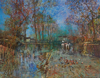 Landscape with a group of horses - Robert Russ — artwork view
