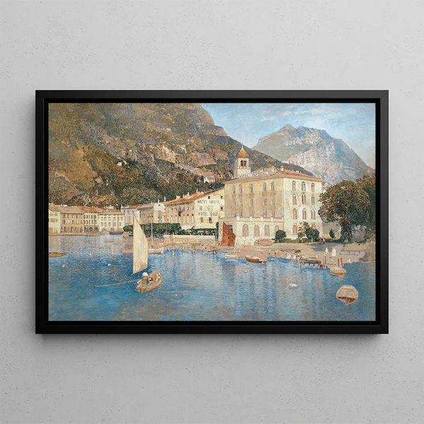 The Port of Riva on Lake Garda - Robert Russ — framed artwork on a wall
