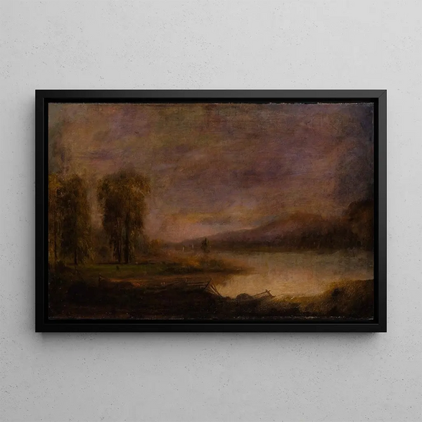Landscape painting with lake - Robert S. Duncanson — framed artwork on a wall