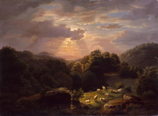 Landscape painting with sheep - Robert S. Duncanson — artwork view