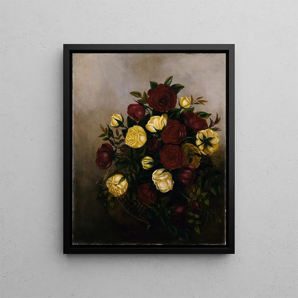 Nature morte aux roses - Robert S. Duncanson — framed artwork on a wall