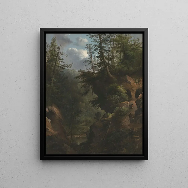 Les grottes - Robert S. Duncanson — framed artwork on a wall