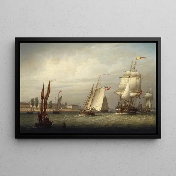 Port of Boston - Robert Salmon — framed artwork on a wall