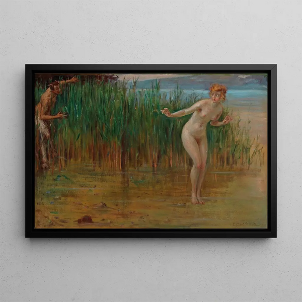 Surprised by the Faun - Robert Schiff — framed artwork on a wall