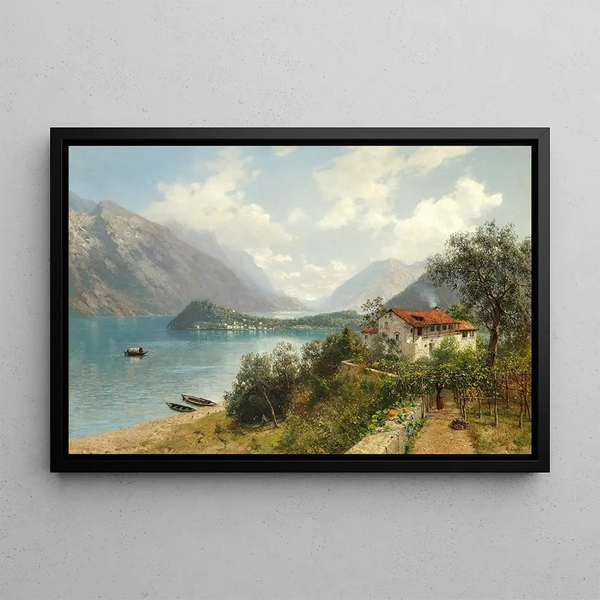 View of Lake Como - Robert Schultze — framed artwork on a wall