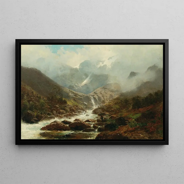 Mountain Torrent Painting - Robert Schultze — framed artwork on a wall