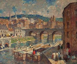 a city of mills by the riverbank - Robert Spencer — artwork view