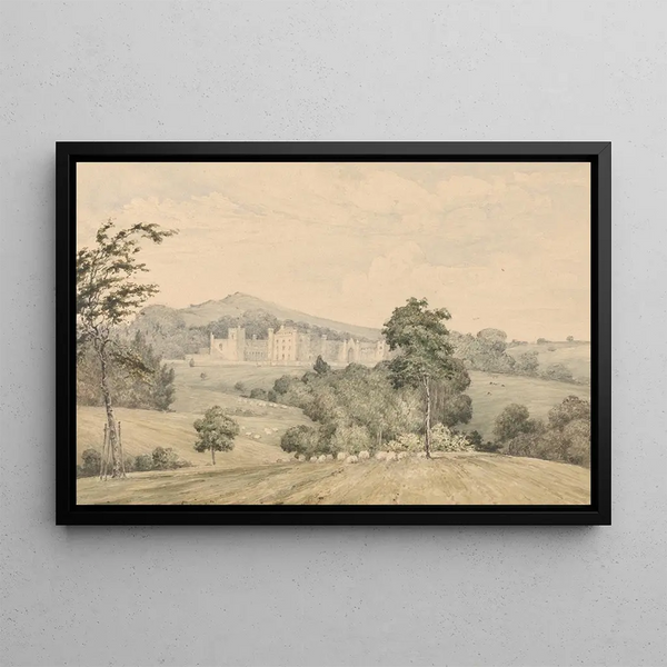 Llanerchydol Hall Painting, Wales - Robert Streatfeild — framed artwork on a wall