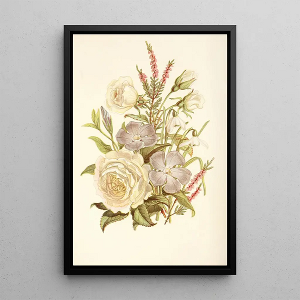 Pervenche Perce-neige Rose blanche Bruyère commune - Robert Tyas — framed artwork on a wall