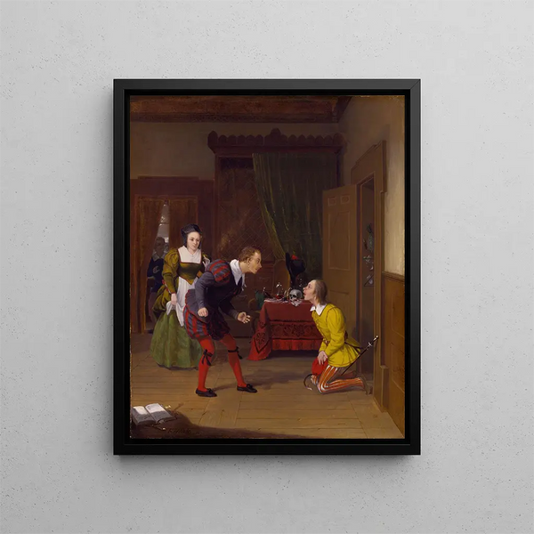 Les Joyeuses Commères de Windsor Dr Caius Simple et Dame Quickly - Robert Walter Weir — framed artwork on a wall