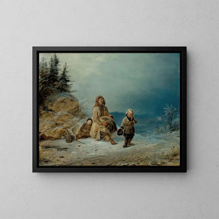 Family of beggars on the road - Robert Wilhelm Ekman — framed artwork on a wall