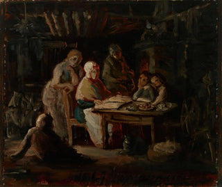 Sunday evening at grandma's, sketch for grandma's birthday - Robert Wilhelm Ekman — artwork view
