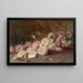 a still life with pink and white chrysanthemums - Robert Wilton Lockwood — framed artwork on a wall