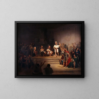 The Tlaxcalan Senate - Rodrigo Gutiérrez — framed artwork on a wall