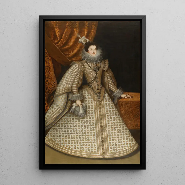 Portrait of Isabel de Bourbon - Rodrigo de Villandrando — framed artwork on a wall